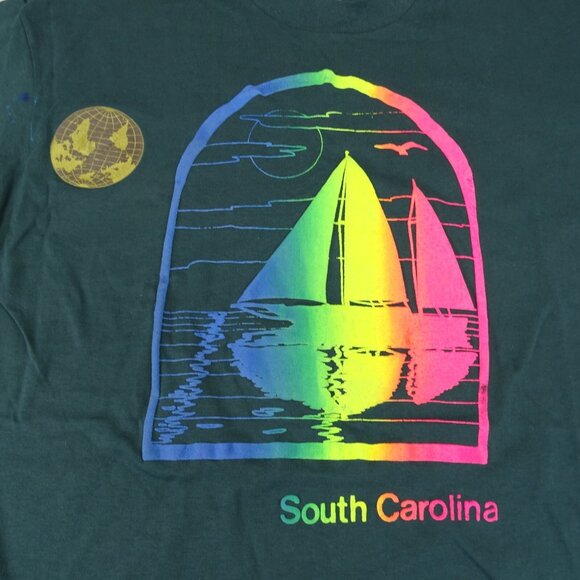 Vintage 1990's Single Stitch‎ South Carolina T Shirt Size XL Neon Puffy Graphic - Picture 2 of 9
